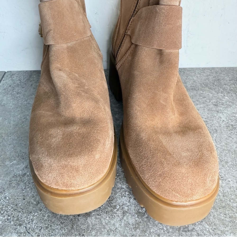 NEW Michael Michael Kors Perry Suede Leather Platform Moto Booties Size 9.5 - Picture 4 of 10
